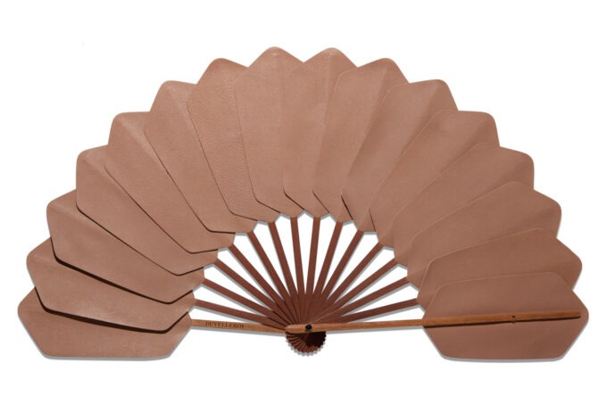 Éventail Palmettes Cuir Beige