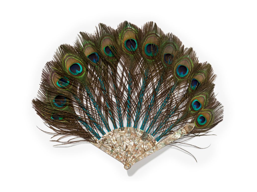 Peigne Décoratif Plumé - Plumes De Paon Et Celluloïd Noir - Style Diadème - Occasion Comme Neuf