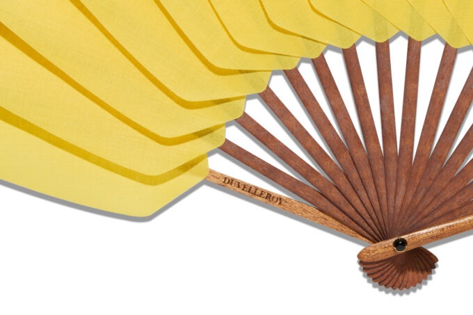 Éventail Palmettes Coton Jaune détail