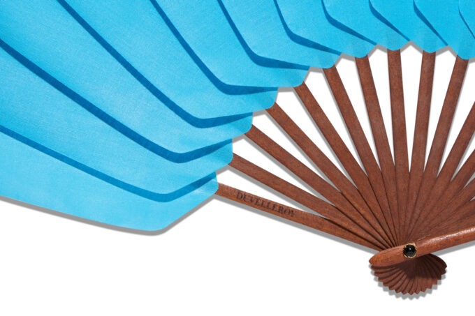 Éventail Palmettes Coton Turquoise